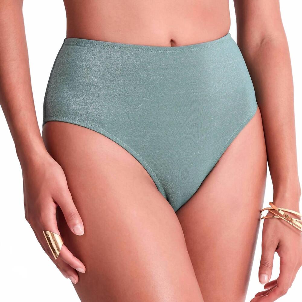 NEW AUBADE summer glow high waisted brief bikini bottom in aqua